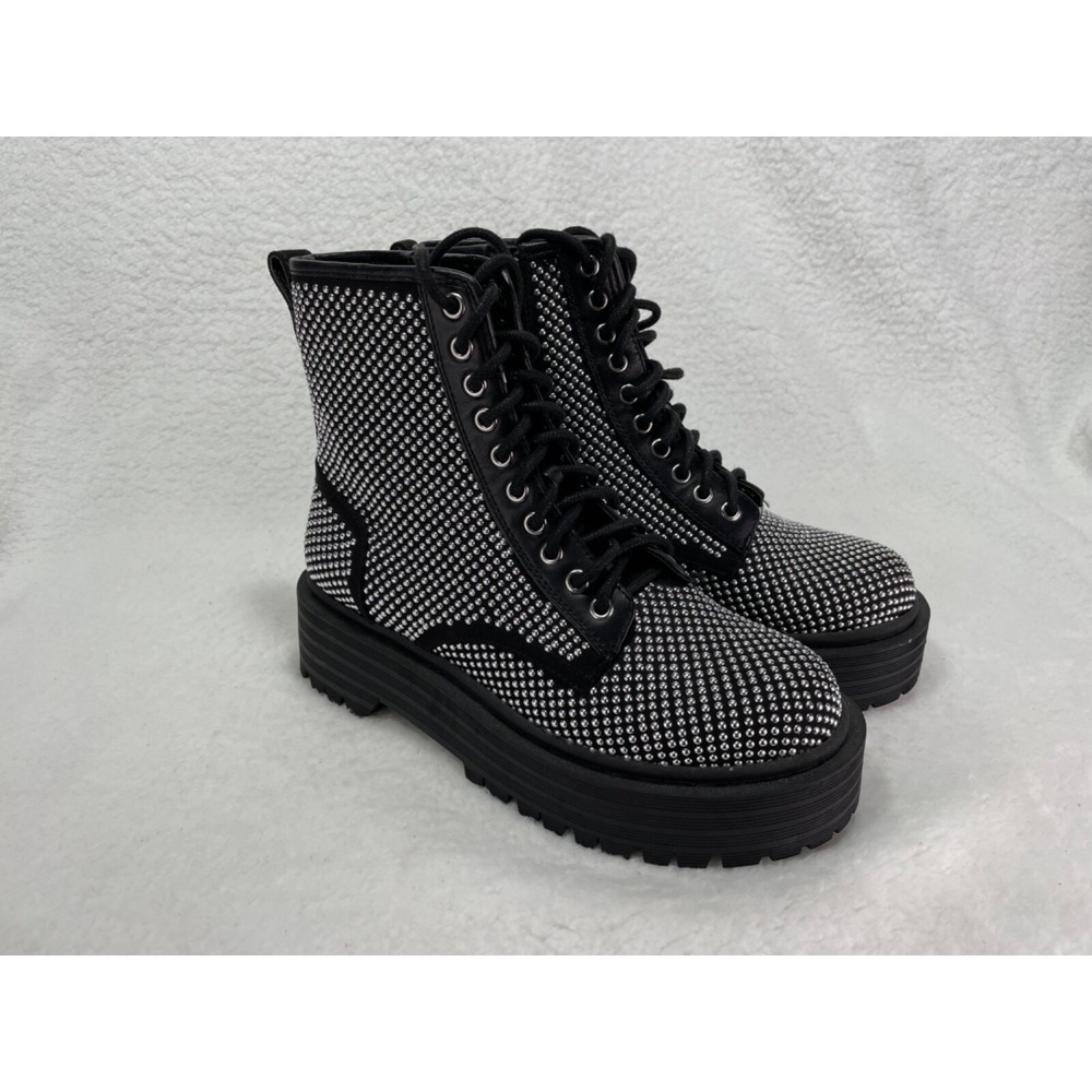 Gianni Bini Non-Stop Studded Combat Boots Chunky Lug Sole Platform Sz 6 See Pics